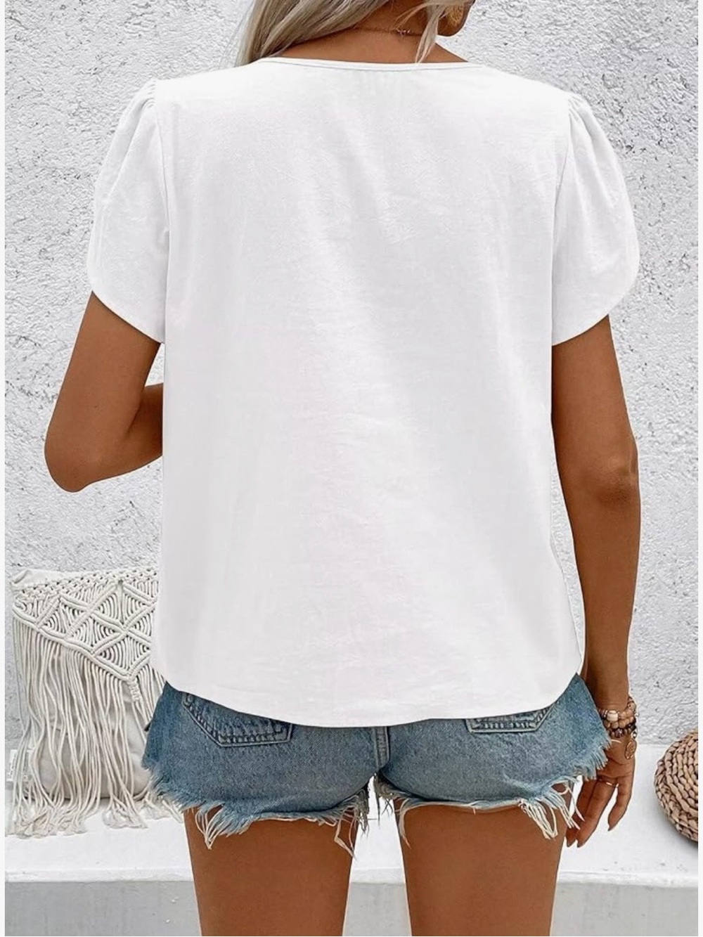 Falechay Women's Summer Tops Petal Short Sleeve - Picture 3 of 11